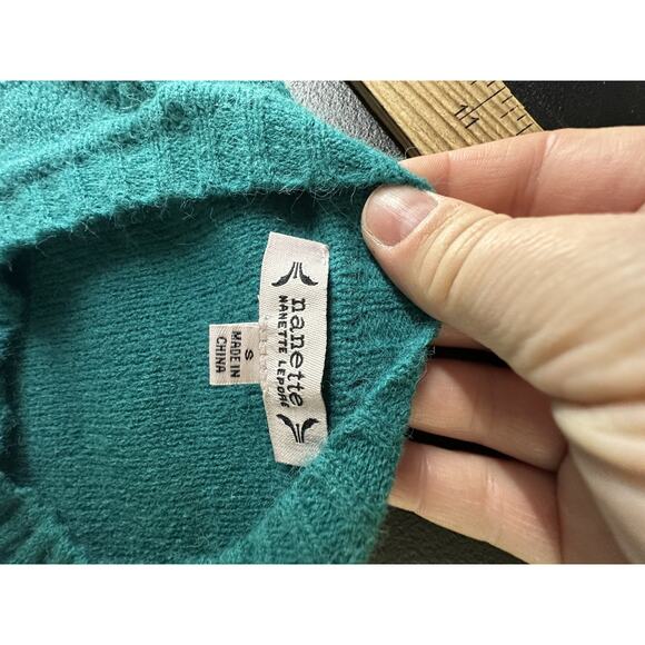 NEW Nanette Lepore Small Women Pullover Pearl Sweater In Deep Lake Cropped 2-12 - Picture 7 of 11